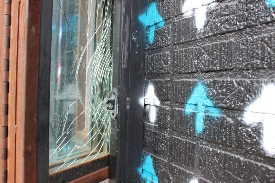 Khoshaba's service window was broken by burglars on Monday morning. Photo: Miranda Levingston for the BK Reader.