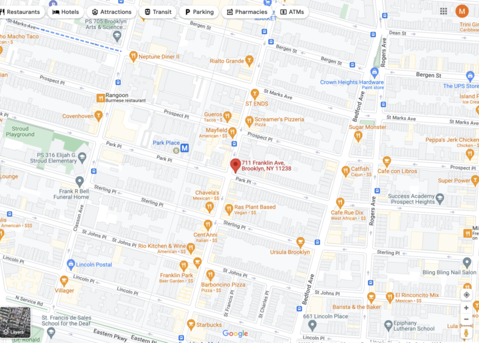 Google Maps image of 711 Franklin Avenue.