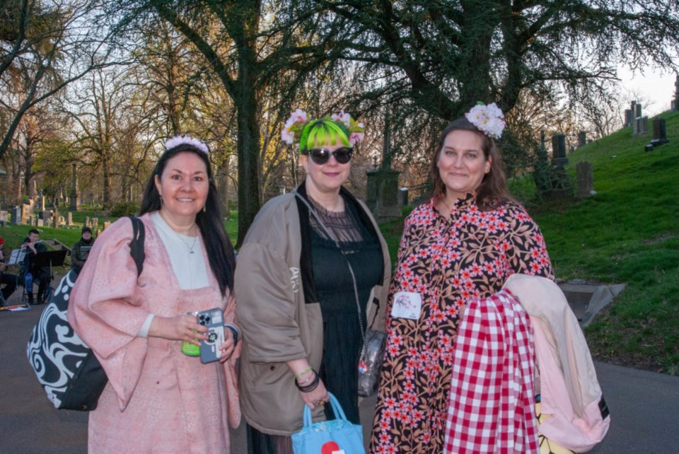 Women at Green-Wood Cemetery's Hanami Festival