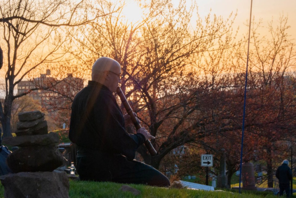 Shakuhachi at Green-Wood Cemetery's Hanami Festival