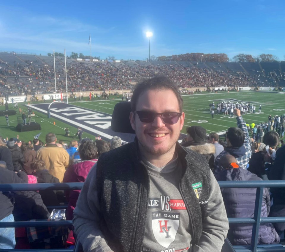 Edward at the Harvard-Yale football game in November 2021. Boola, Boola!