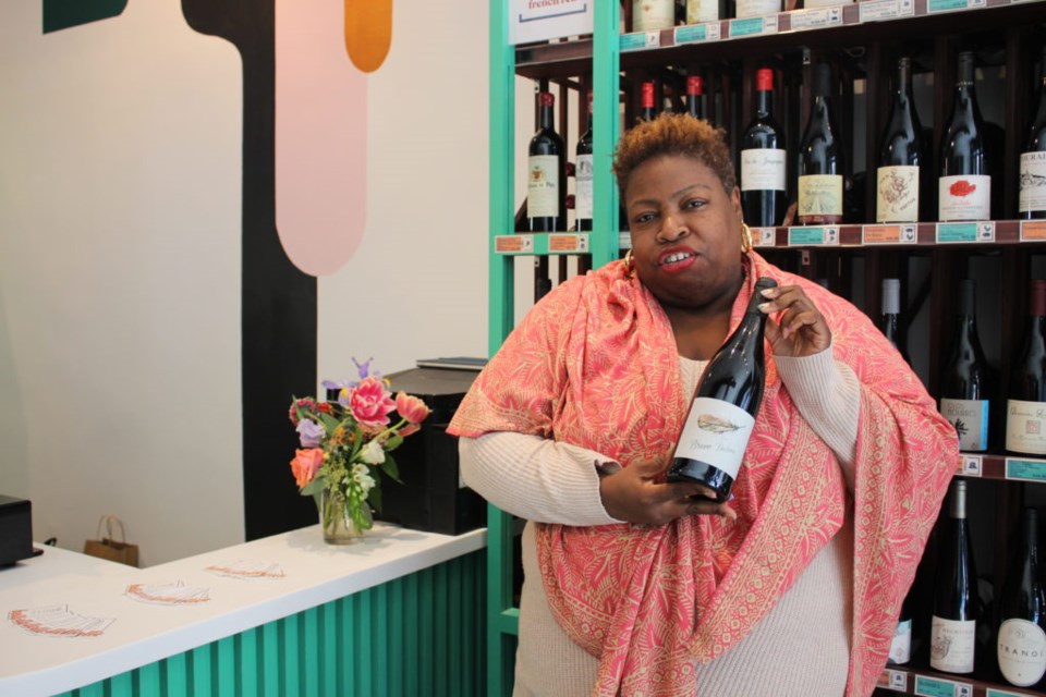 Kilolo Strobert and one of her recent favorite wines. Photo: Miranda Levingston for the BK Reader.  