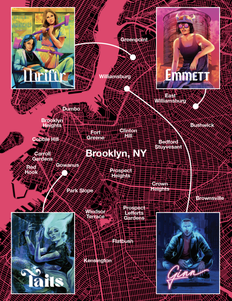 A map showing Lesser Evils stories set in Williamsburg, Greenpoint, Bushwick and Gowanus.