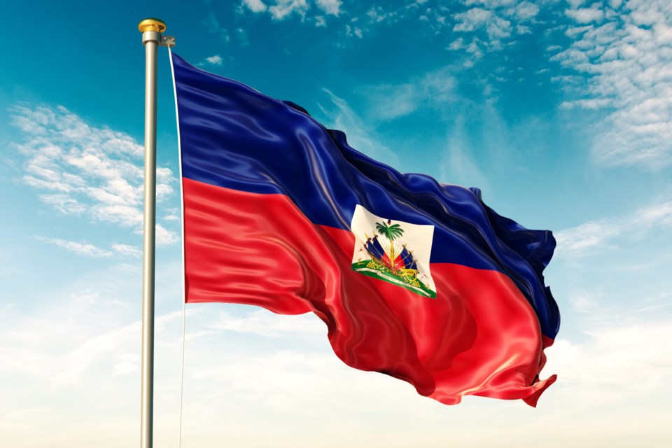 Haiti,Flag,On,The,Blue,Sky,With,Cloud.,3d,Illustration
