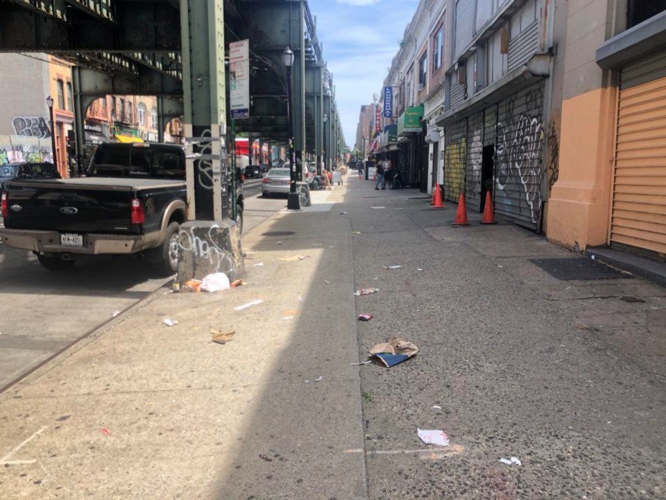 Litter on Broadway Avenue and Thomas S. Boyland Street. Photo: Miranda Levingston for the BK Reader.