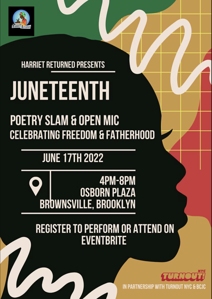 Juneteenth Poetry Slam and Open Mic flyer. 