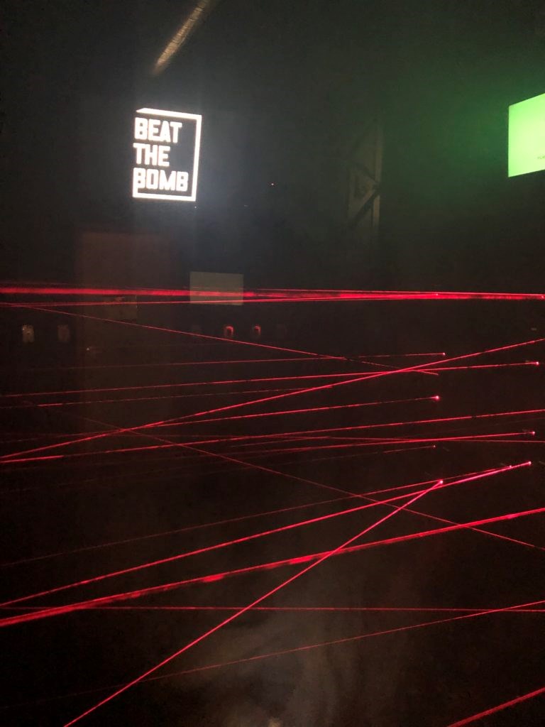 Get through the lasers, which start moving in patterns, as a team. Photo: Miranda Levingston for the BK Reader.