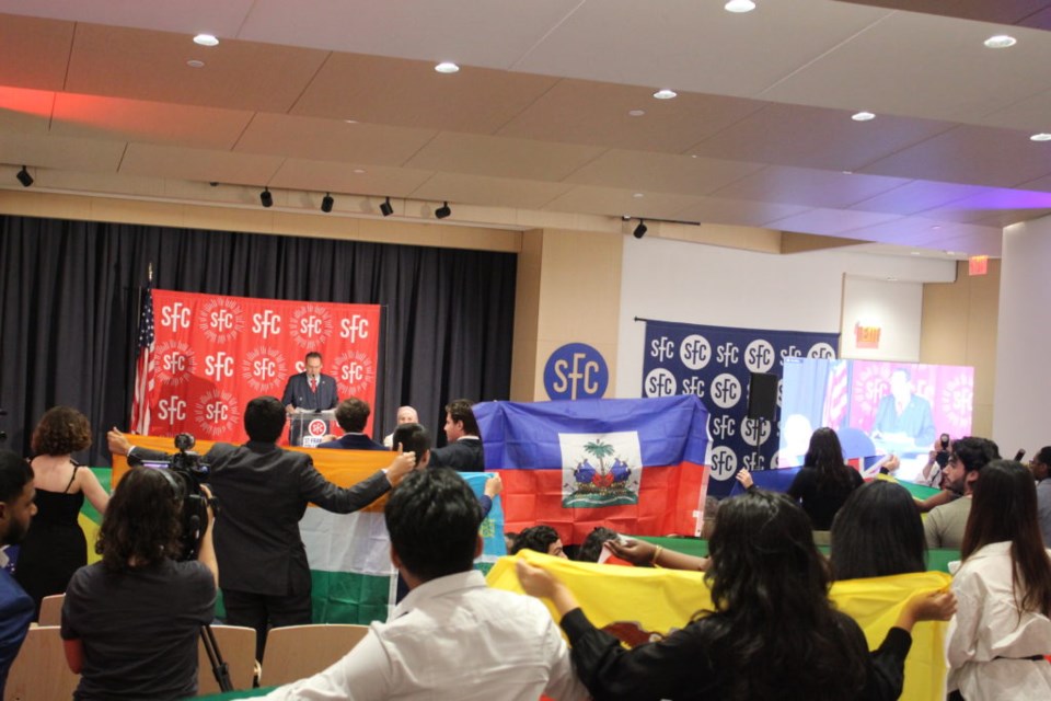 Students from around the world represented their home countries and celebrated their college's new campus. Photo: Miranda Levingston for the BK Reader.