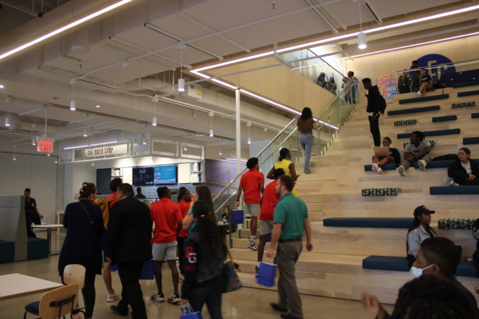 An interior look at the school's dining hall and amphitheater. Photo: Miranda Levingston for the BK Reader.