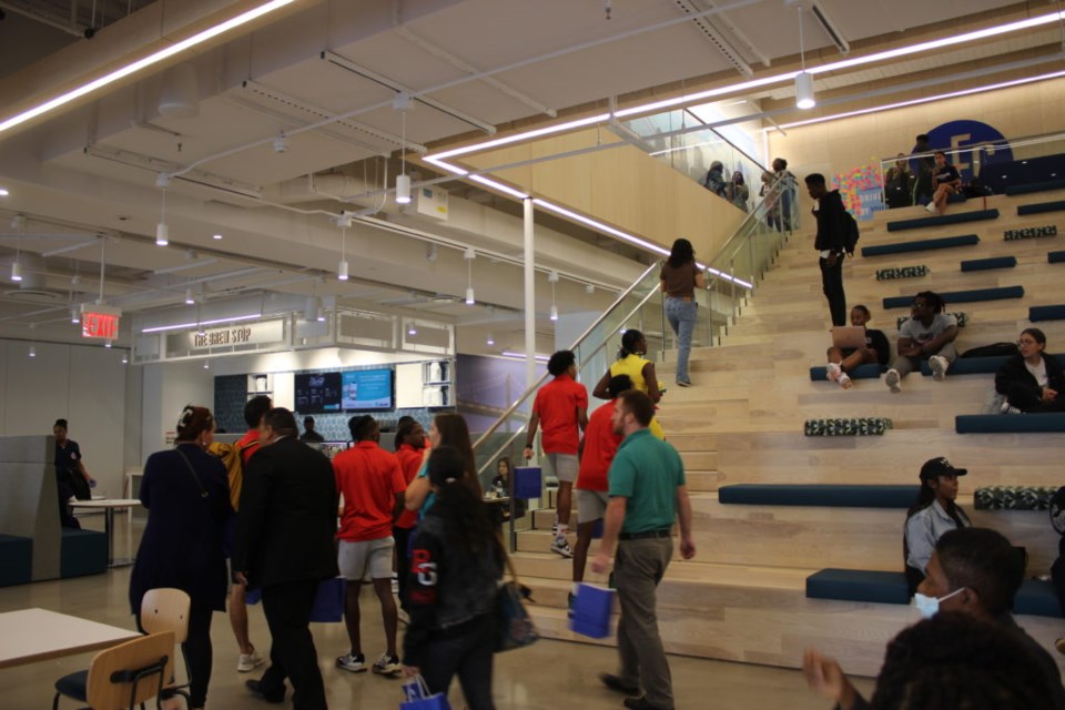 An interior look at the school's dining hall and amphitheater. Photo: Miranda Levingston for the BK Reader. 