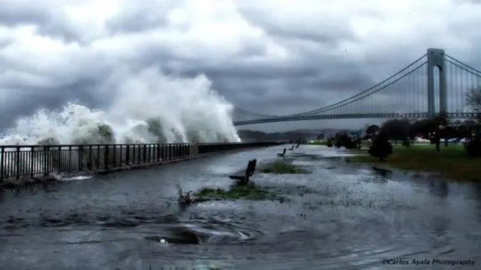 Verrazano Bridge in Brooklyn as Hurricane Sandy approaches on Oct. 29, 2012