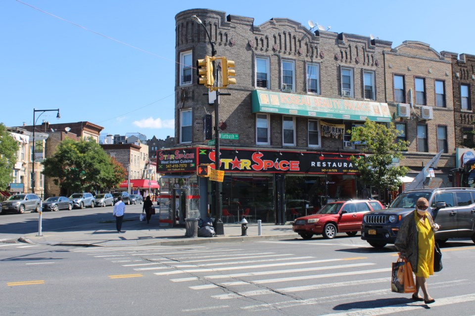 Triangular shaped building on a corner at the Flatbush Nostrand Junction. Photo: Christopher Edwards for BK Reader.