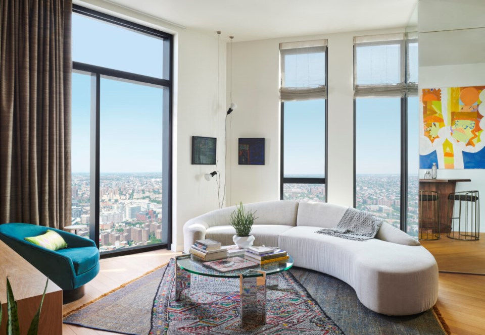 A living room in The Brooklyn Tower. Photo: supplied by Kelly Marshall.