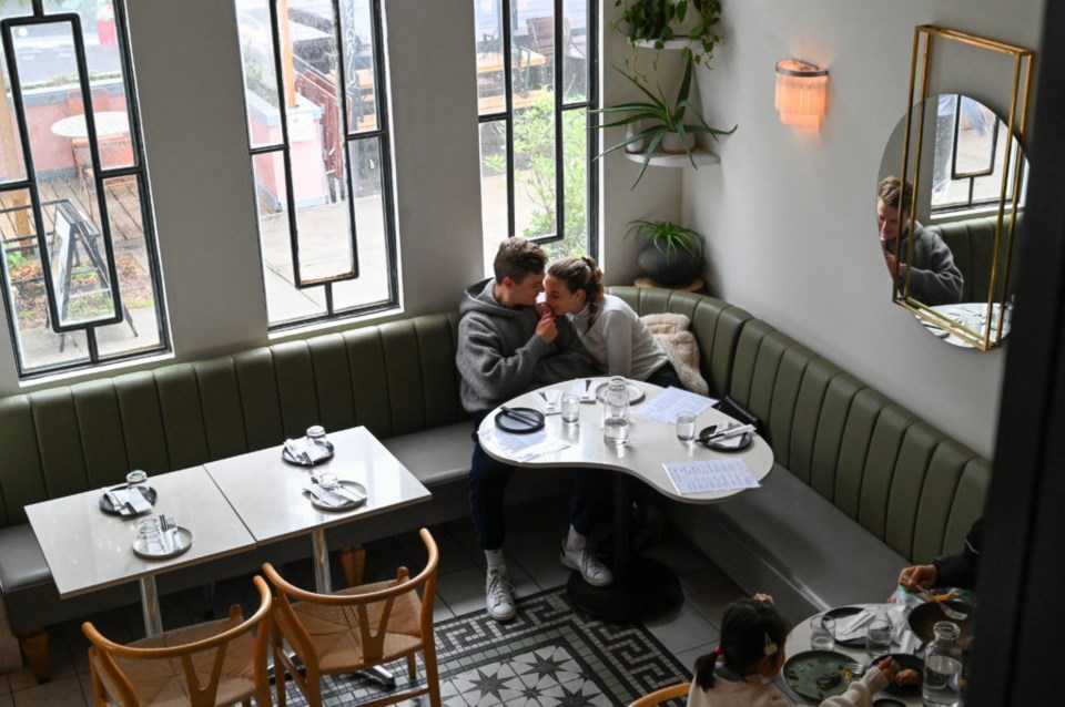A couple enjoys brunch at Monarch. Photo: Jonathan Mora for the BK Reader.