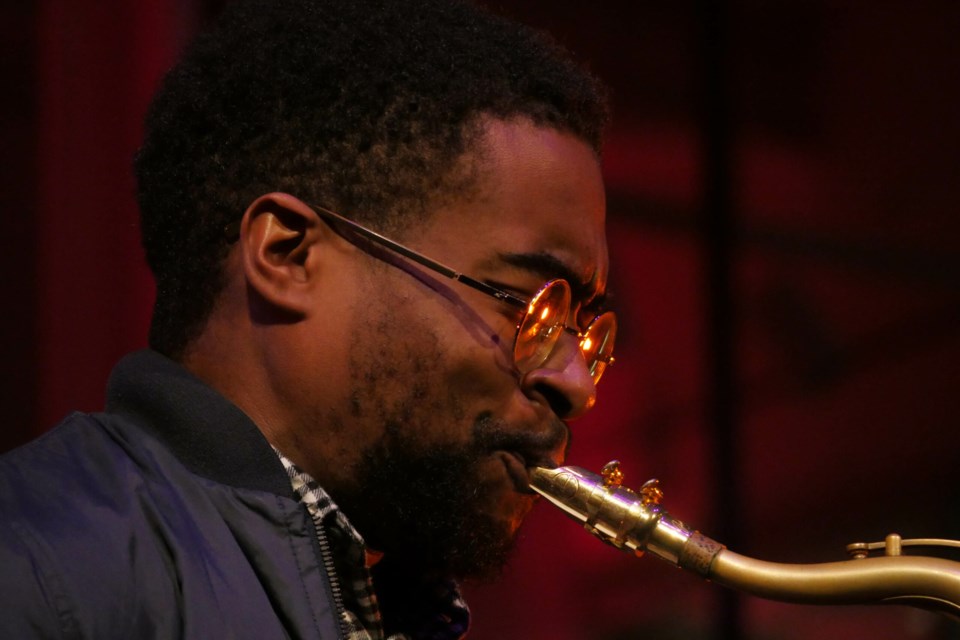 Morgan Guerin plays saxophone at BRIC JazzFest. Photo: Katey St. John for the BK Reader.
