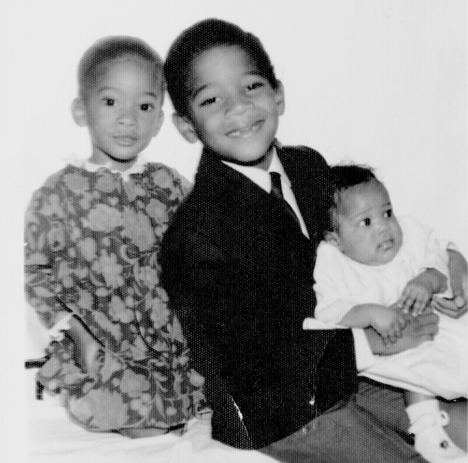 (l to r) and Lisane Basquiat, Jean-Michel Basquiat and Jeanine Heriveaux-Basquiat Photo Credit &#8211; The Estate of Jean-Michel Basquiat