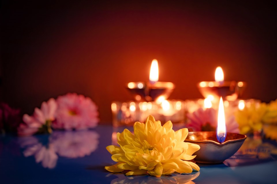 Happy,Diwali.,Traditional,Symbols,Of,Indian,Festival,Of,Light.,Burning