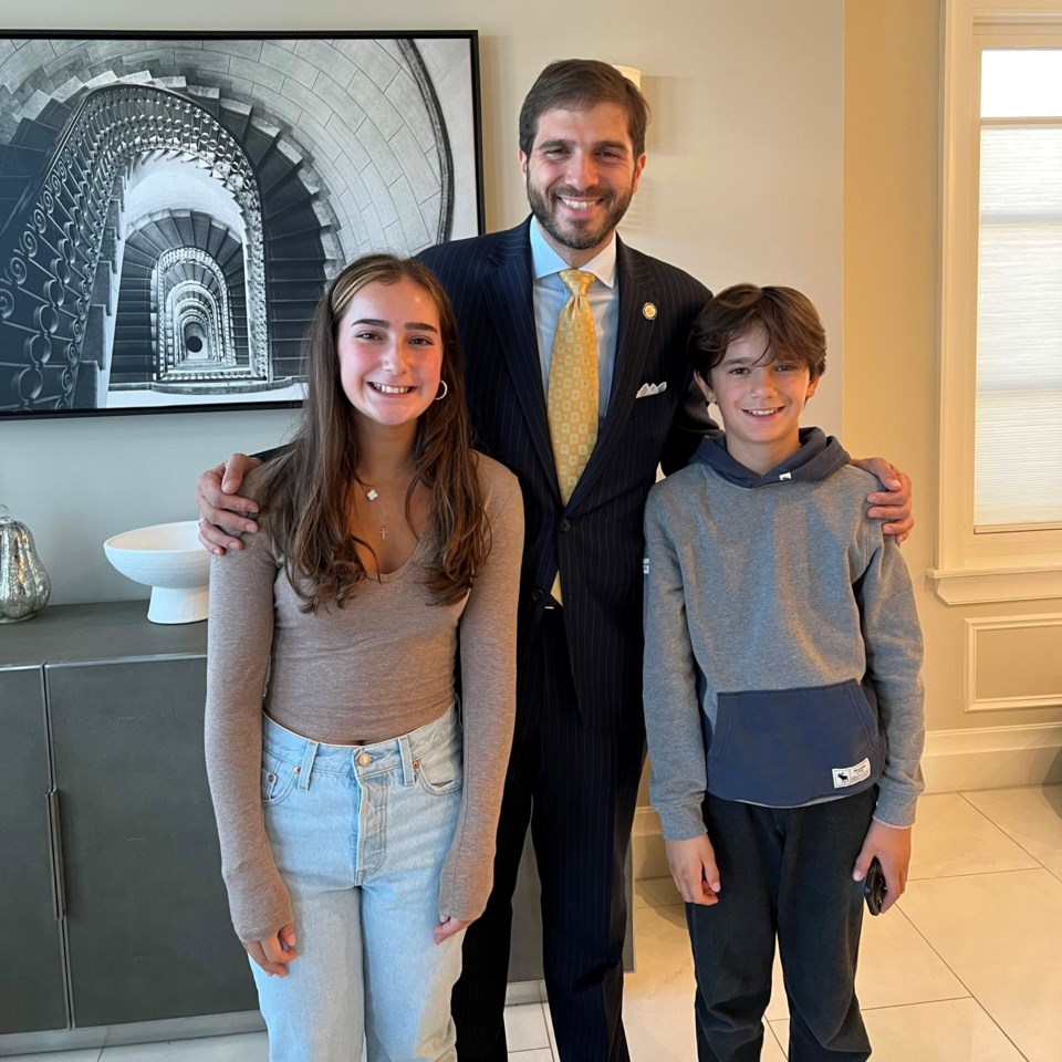 Lucia Zaremba photographed with Senator Gounardes and her younger brother John. Photo: Provided/ Danielle Carella.