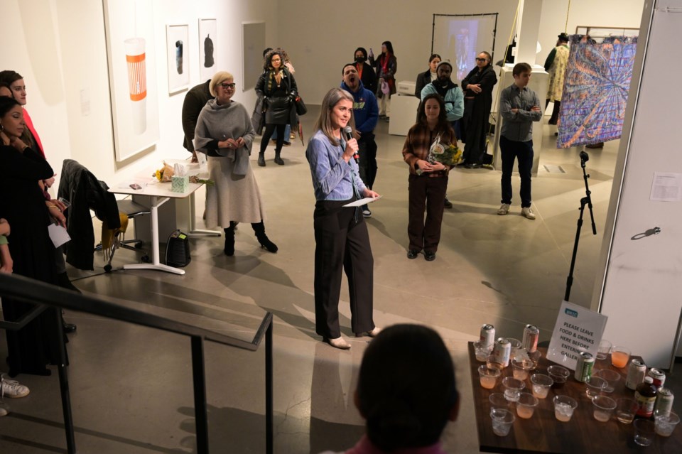 Jenny Gerow introduces the show. Photo: Jonathan Mora for BK Reader.