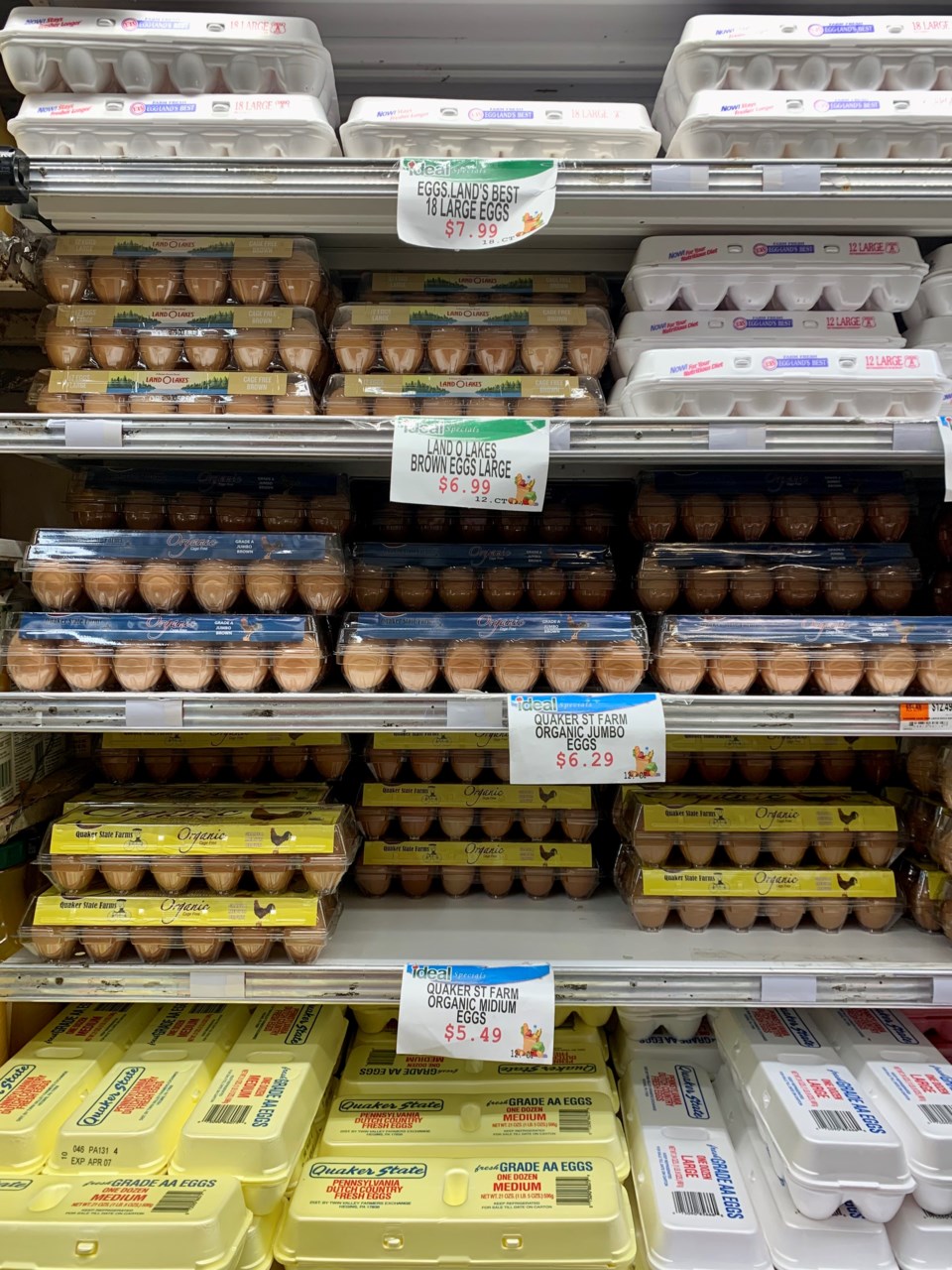 Egg prices at Ideal Food Basket. Photo: Thao Nguyen for BK Reader.