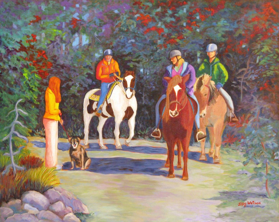 Painting of people on horses