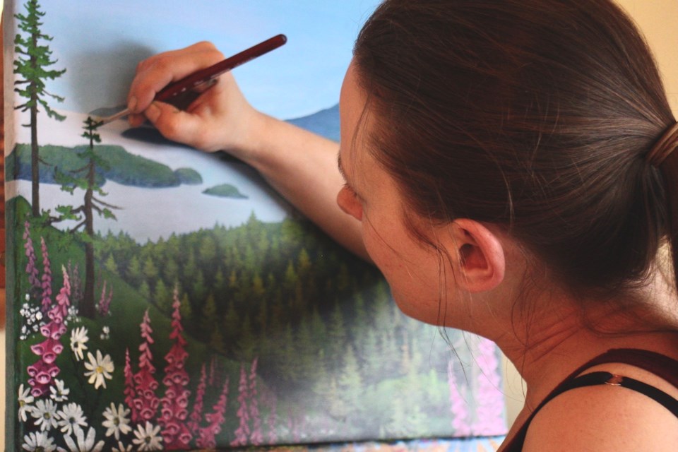 Katie Mainwaring painting a landscape