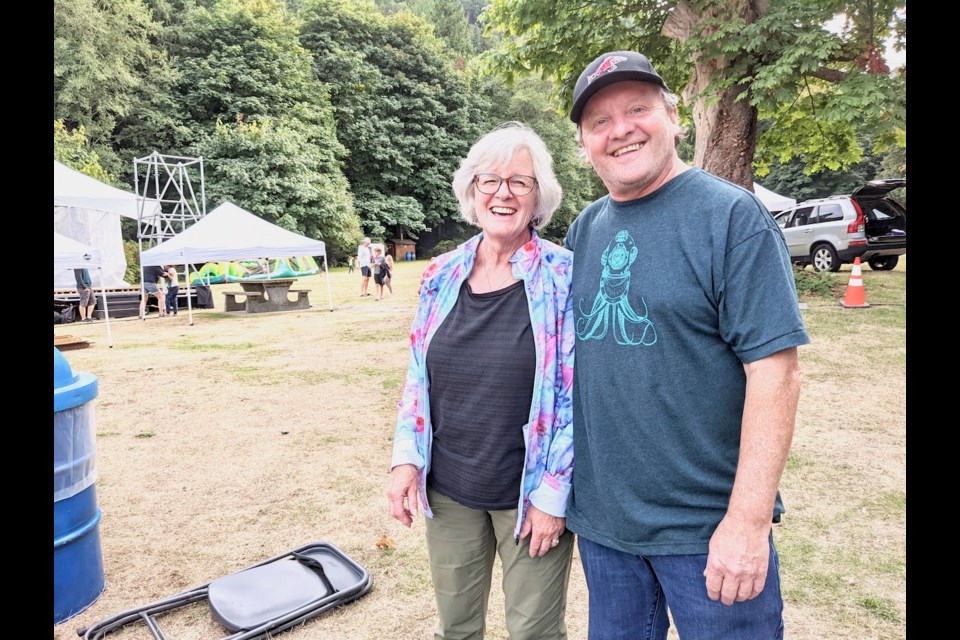 Bowfes Volunteer Organizing Committee members Joan Vyner and Barry Pynn take a moment out of set-up Friday eve for a pic. 