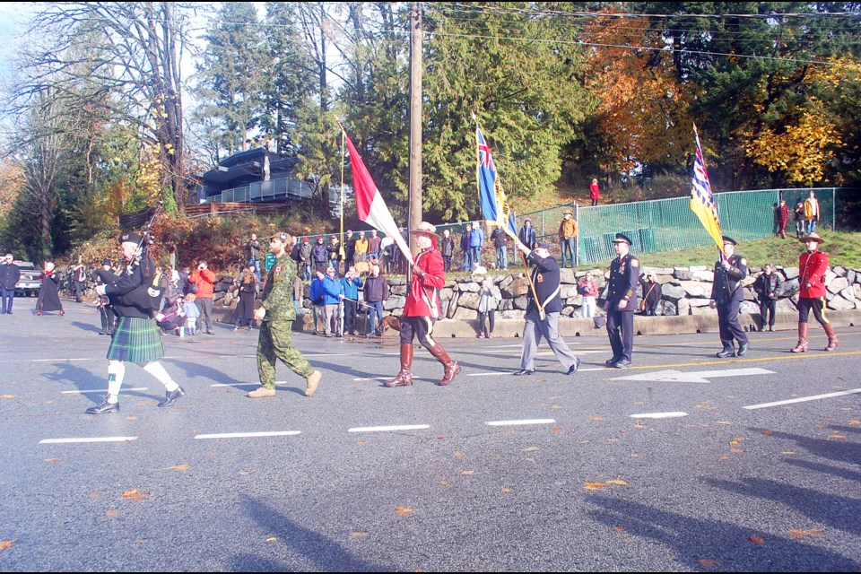 The ceremony began with the arrival of the Colour Guard following departure of the ferry. 