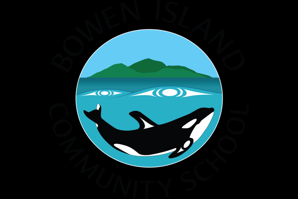 Squamish artist Xwalacktun, Rick Harry, designed the new BICS logo with input from students and staff and support from the BICS logo committee and Austin Harry. “The whale logo represents our school’s commitment to place based learning. It depicts a yew yew (orca) swimming in the Salish Sea with Bowen Island on the ocean waves. This logo marks the 10th year of hosting Whale Day at BICS; an event that is created with thanks to our Squamish host nation,” writes BICS community coordinator Sarah Haxby. 