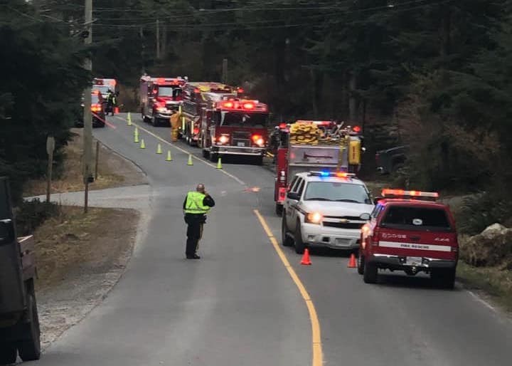 Fire trucks on scene at Adams Rd. Fire