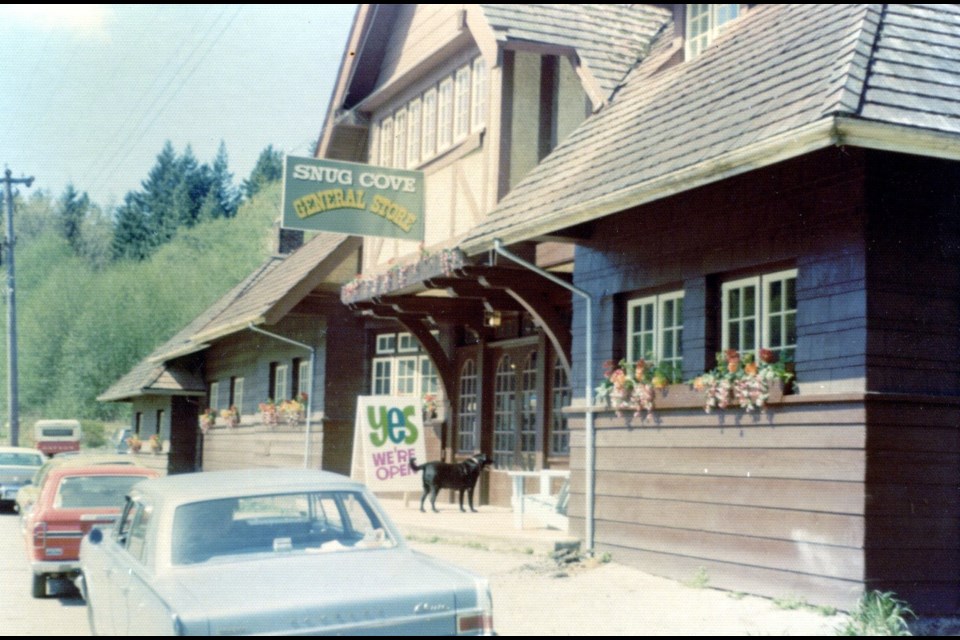 The front of the old Snug Cove General Store, as seen in the 1960s. The building, now the home of the Public Library, has been home to a variety of hosts since its construction in 1924 - 100 years ago.