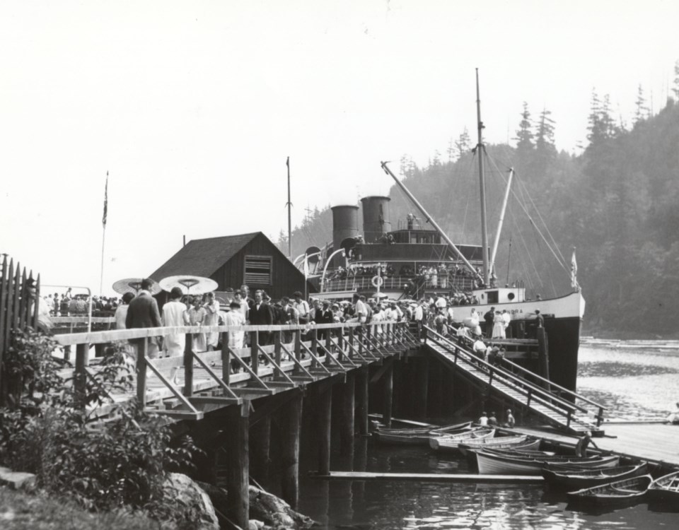 Passengers disembark from the Lady Alexandra