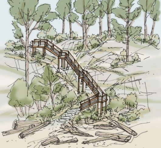 A sketch of the new staircase Metro Vancouver plans to build at Dorman Point.