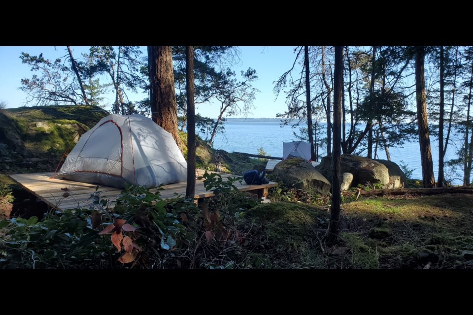 Four tent pads constructed by BC Parks earlier this year are now being used for camping at Apodaca Park. 