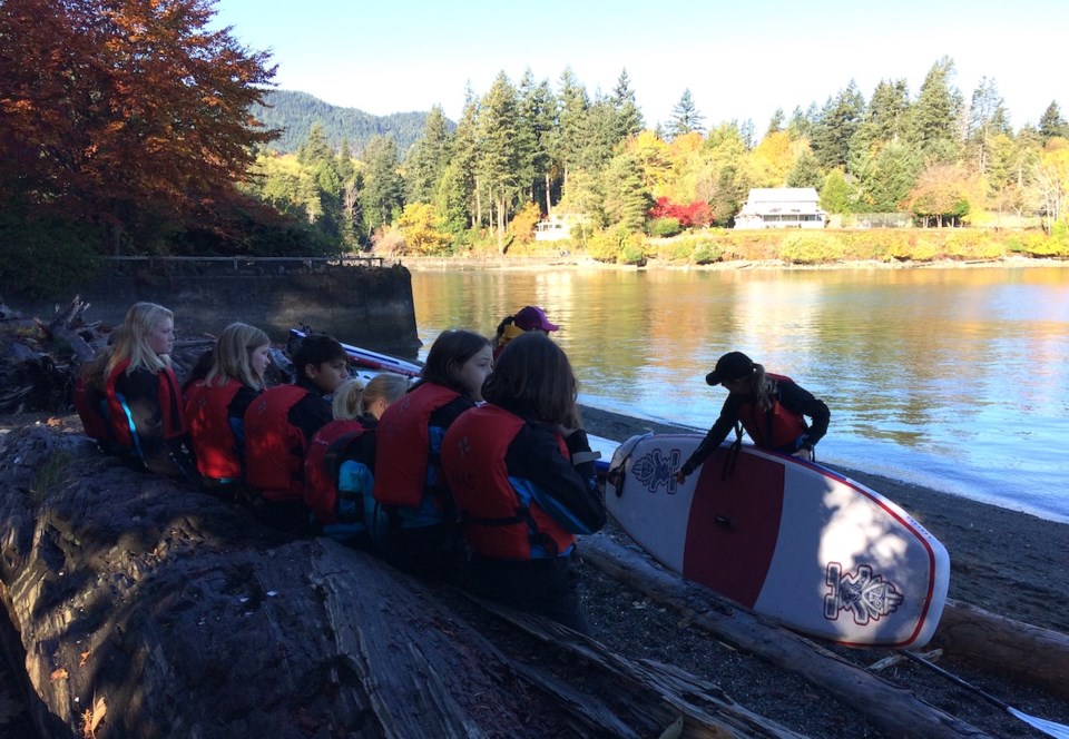 BICS kids ready to go out on paddleboards