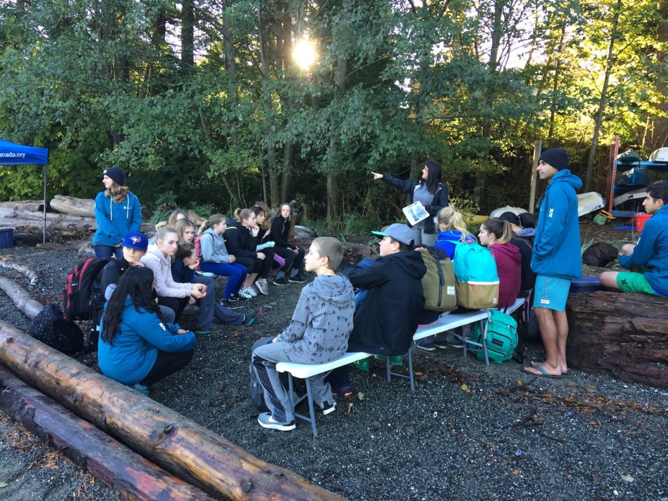 Kids gathered on Sandy Beach, Bowen Island