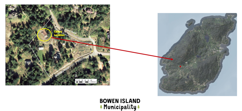 Location of a new proposed cidery on Bowen Island Feb. 2021