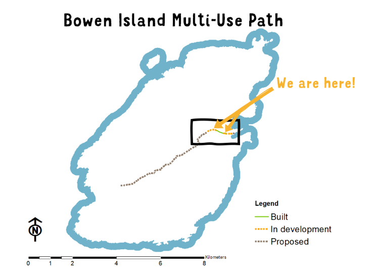 Multi-use path map showing the first phase