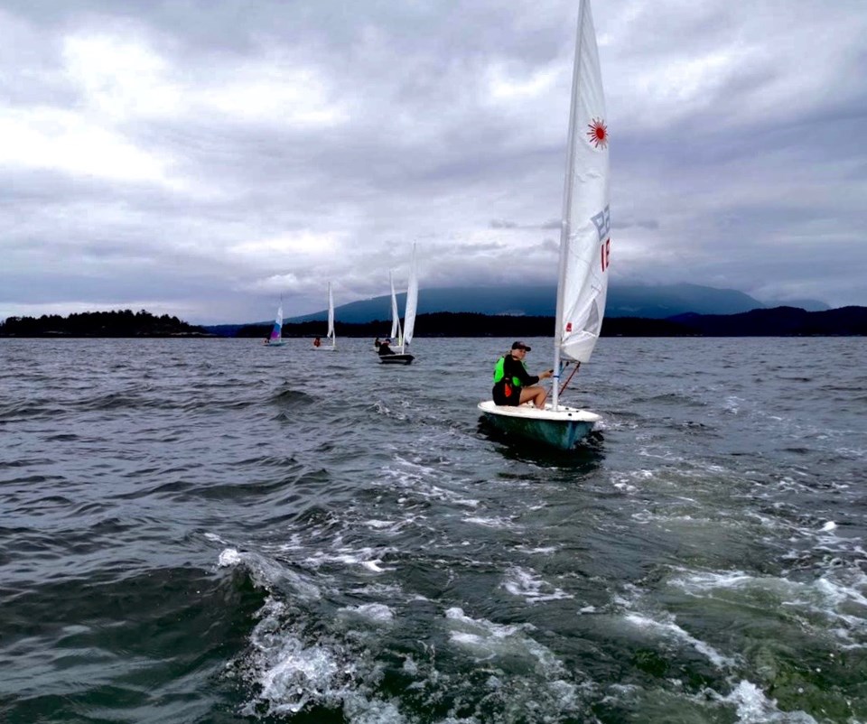 BIYC sailboats in choppy water