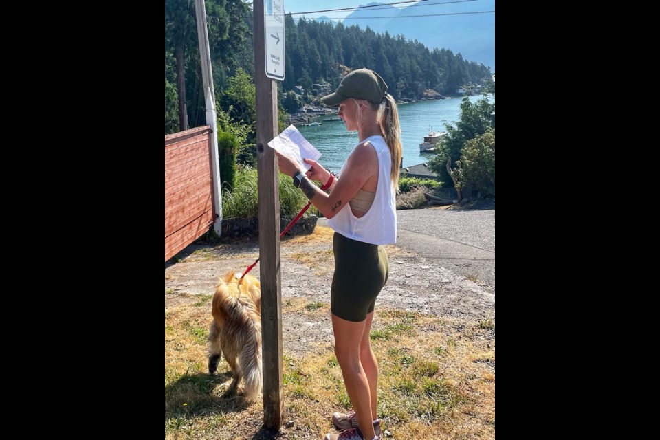 Katie Brougham doing a July rogaine in the Cove on Bowen.