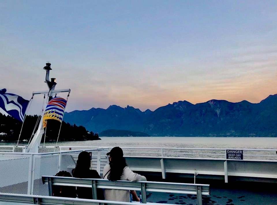 Leaving Bowen Island at sunset on Queen of Capilano