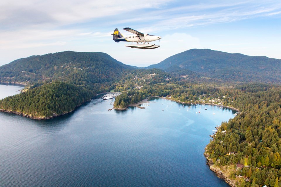 A Harbour Air seaplane above Bowen