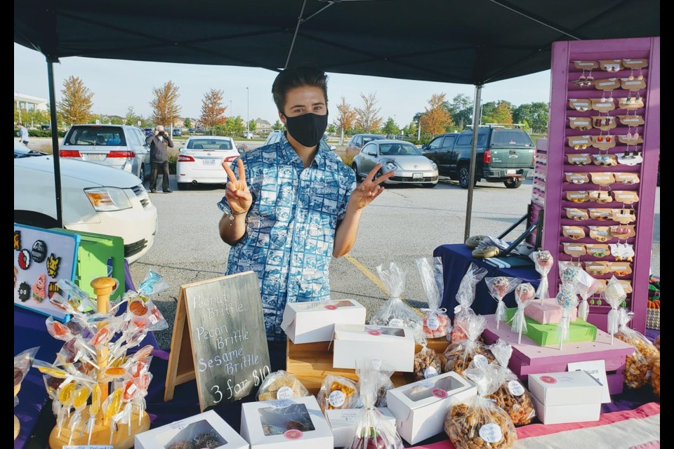 Celeste Mlynczyk at the Cute 'n' Creepy Creations table at the Bradford Farmers' market