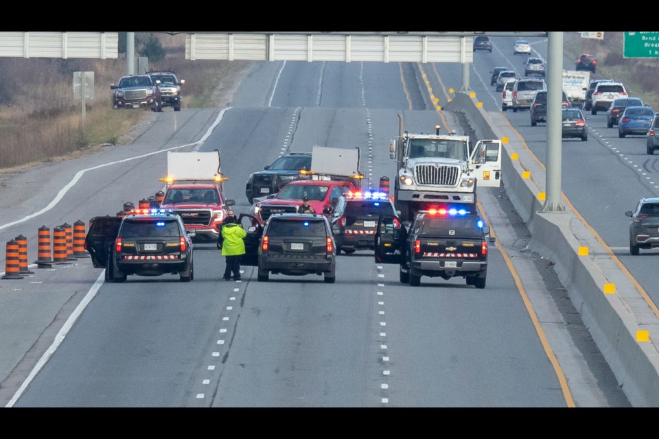 Hwy 400 south of 88 Bradford closed for police investigation.