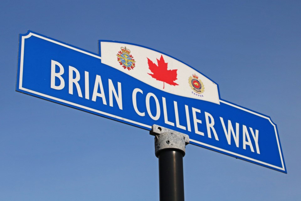 The sign for Brian Collier Way is seen in Bradford.