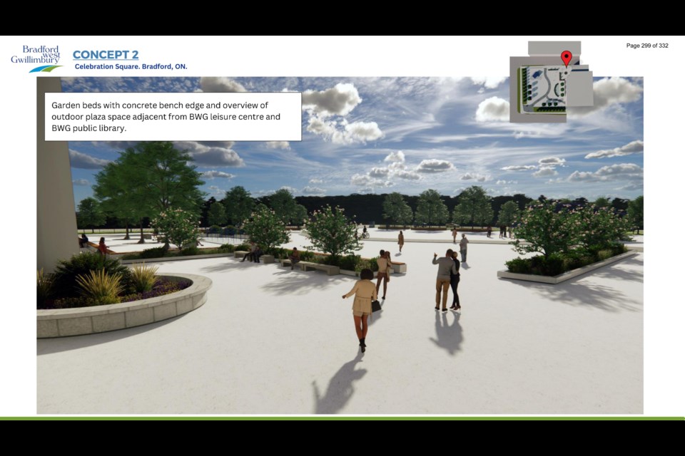 A rendering of Concept 2 for Celebration Square.
