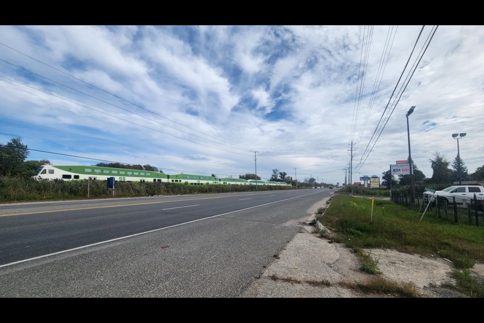 A GO train can be seen running parallel to Highway 11 in an undated image from King Township’s Highway 11 Corridor Study draft discussion paper dated November 2023.