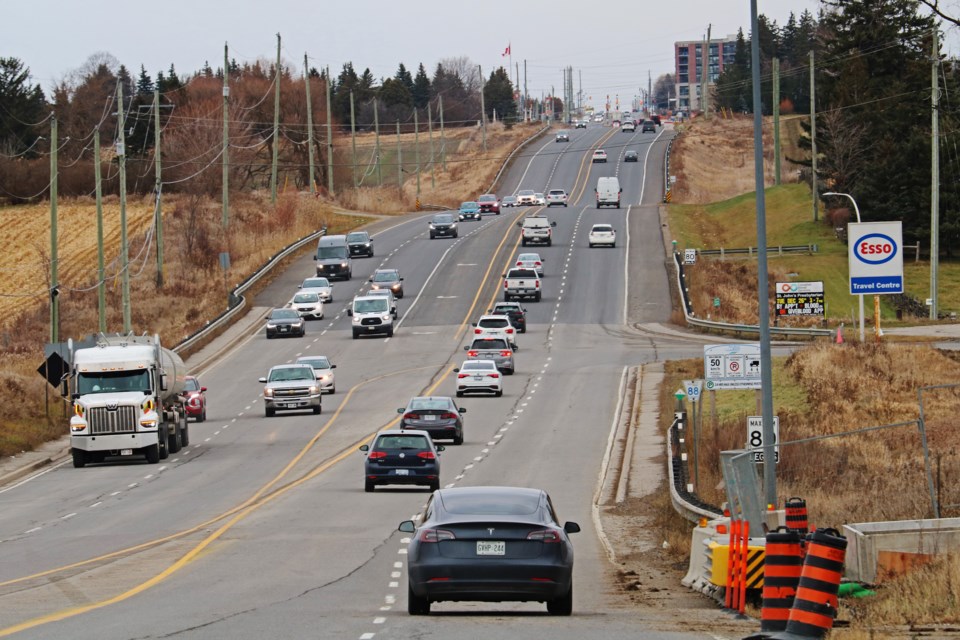 The view of County Road 88 looking east towards Bradford from near Highway 400 on Nov. 27.