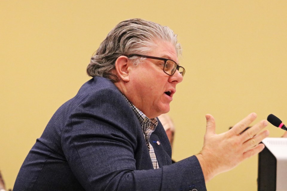 Brent Fellman speaks during the regular meeting of council in the Bradford West Gwillimbury Public Library Dec. 19.