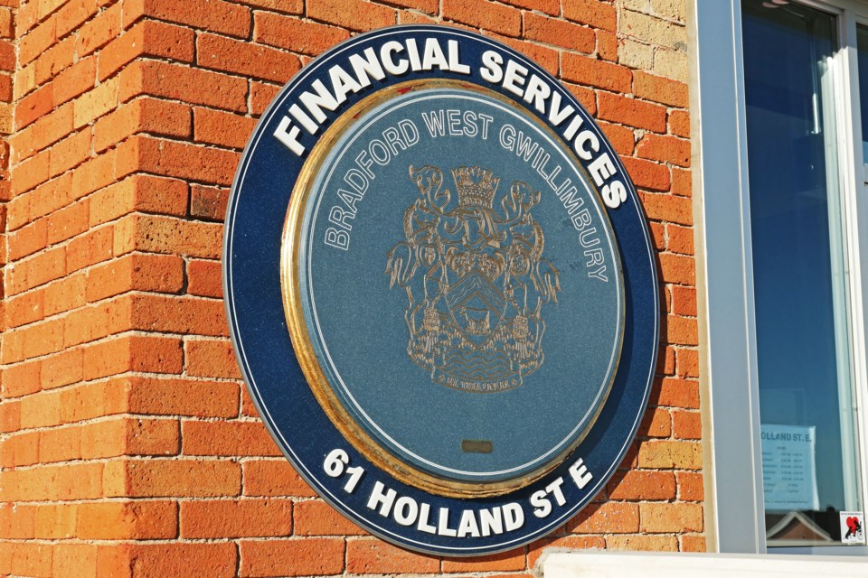 The crest is seen on Bradford’s financial services building at 61 Holland St. E. in Bradford on Feb. 6.
